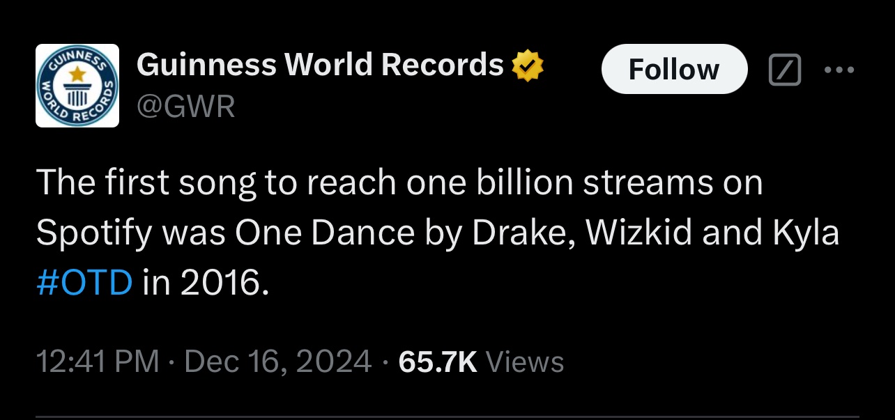 How Many Streams Does One Dance Have